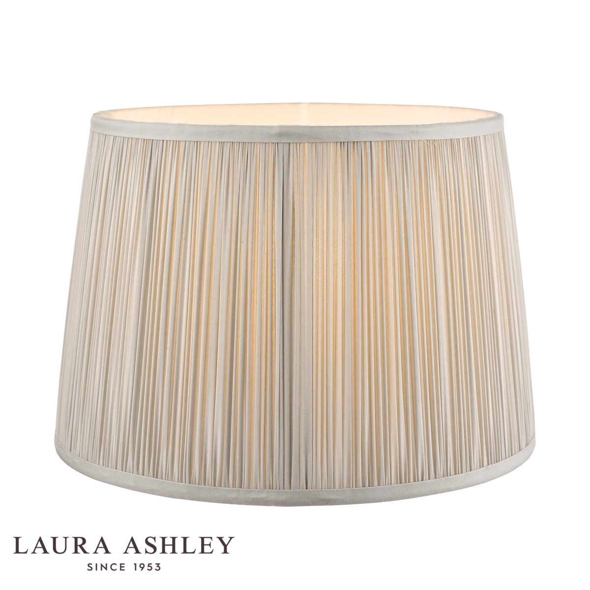 Laura Ashley Hemsley Pleated Silver Silk Drum Shade 10-Inch