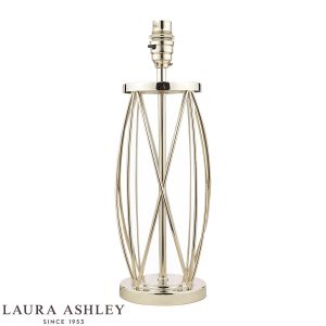 Beckworth small glass table lamp base only in polished nickel by Laura Ashley, as supplied on white background.