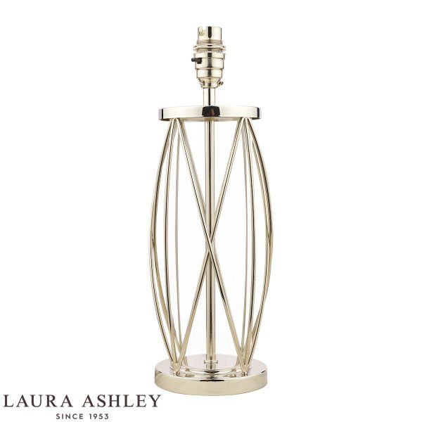 Beckworth small glass table lamp base only in polished nickel by Laura Ashley, as supplied on white background.