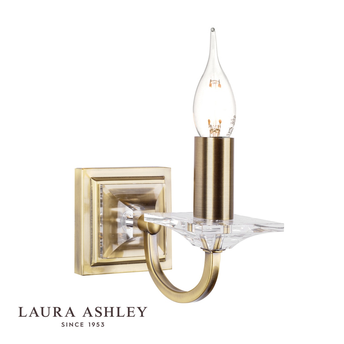 Carson Single Wall Light Antique Brass With Crystal Glass