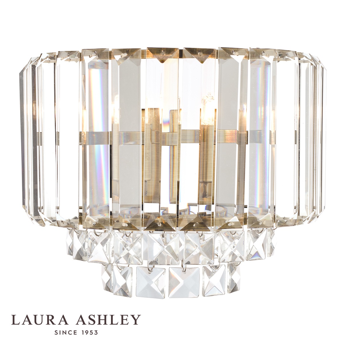 Laura Ashley Vienna Crystal Wall Light In Antique Brass