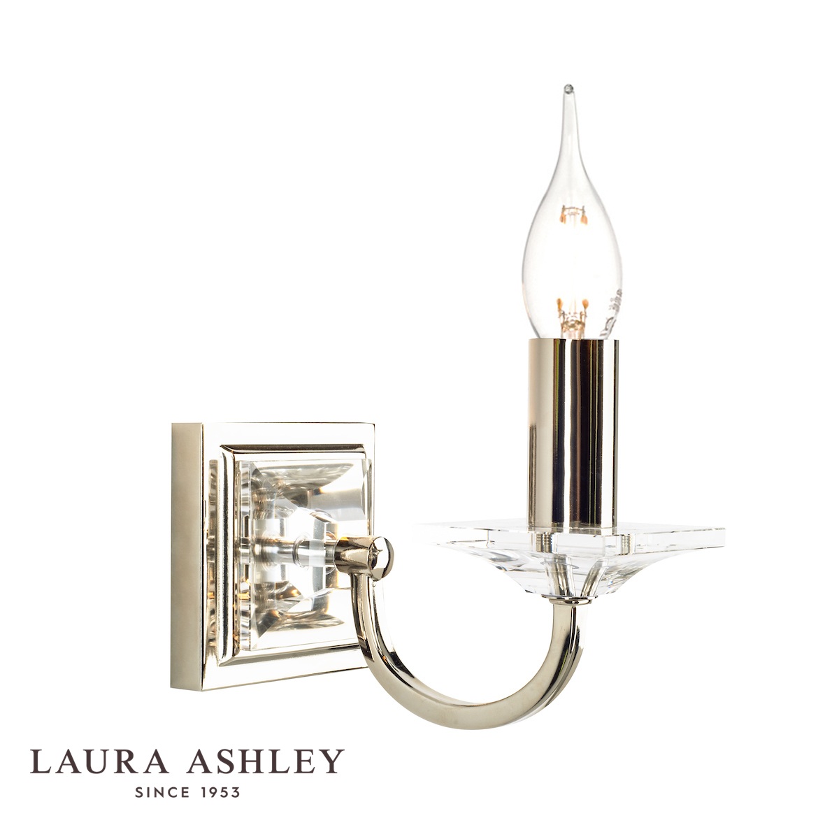Carson Single Wall Light Polished Nickel With Crystal Glass