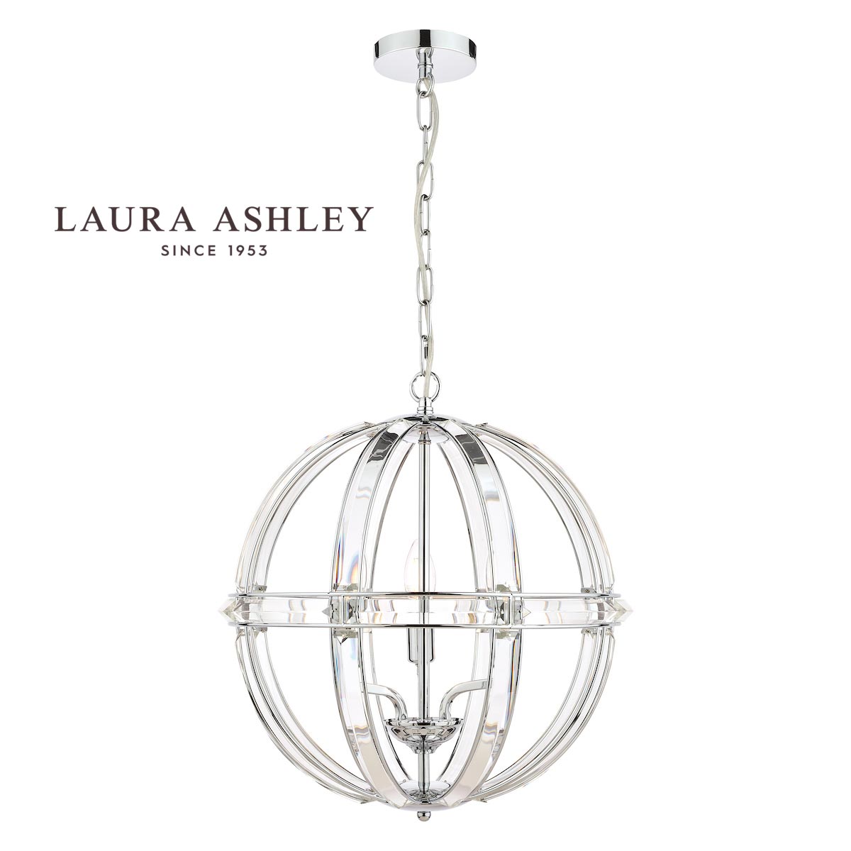 Aidan 5 Light Globe Chandelier In Polished Chrome & Glass