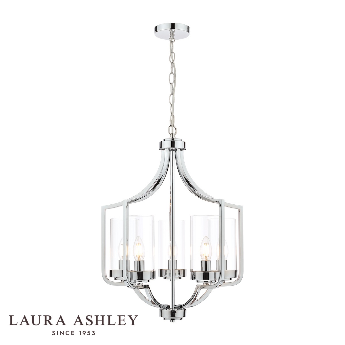 Laura Ashley Joseph 5 Light Chandelier Polished Chrome Glass