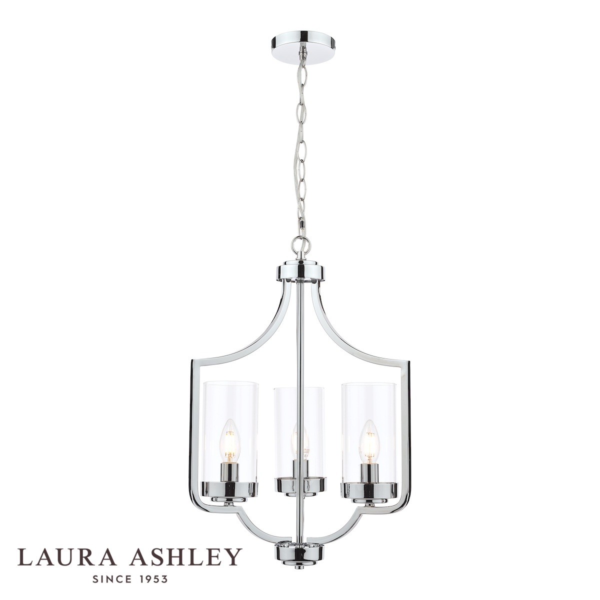 Laura Ashley Joseph 3 Light Chandelier Polished Chrome Glass
