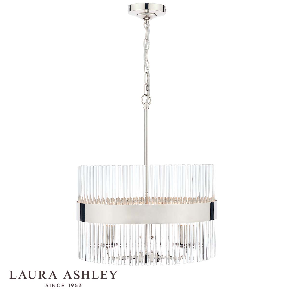 Alexa 3 Light Pendant In Polished Nickel With Glass Rods