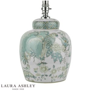 Elizabeth ceramic table lamp with bird design and polished chrome metalwork, shown as base only on white background.