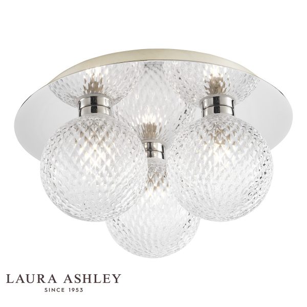 Prague 3 light flush bathroom light in polished chrome on white background.