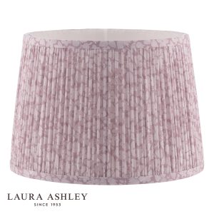Laura Ashley Mille Fleur 12 inch table lamp shade in mulberry, on white background.