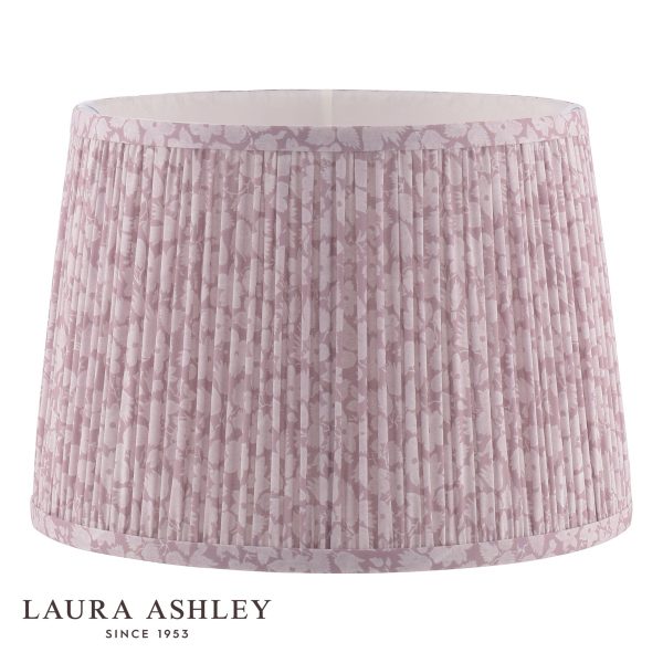 Laura Ashley Mille Fleur 12 inch table lamp shade in mulberry, on white background.