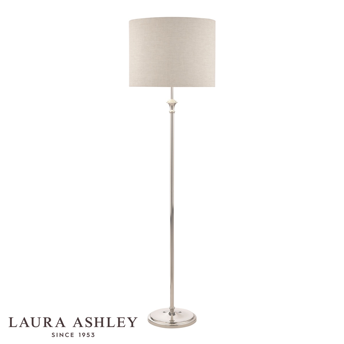 Laura Ashley Highgrove Floor Lamp Polished Nickel With Shade