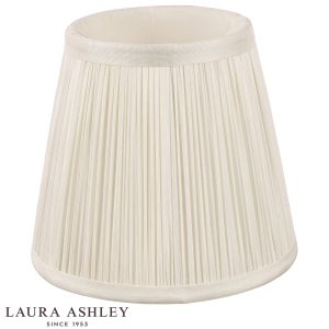 Laura Ashley Bacall 5 inch pleated cream silk clip on shade, on white background.