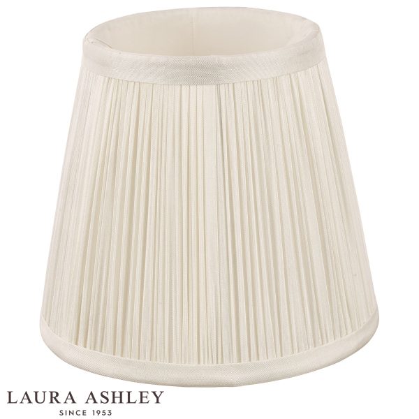 Laura Ashley Bacall 5 inch pleated cream silk clip on shade, on white background.