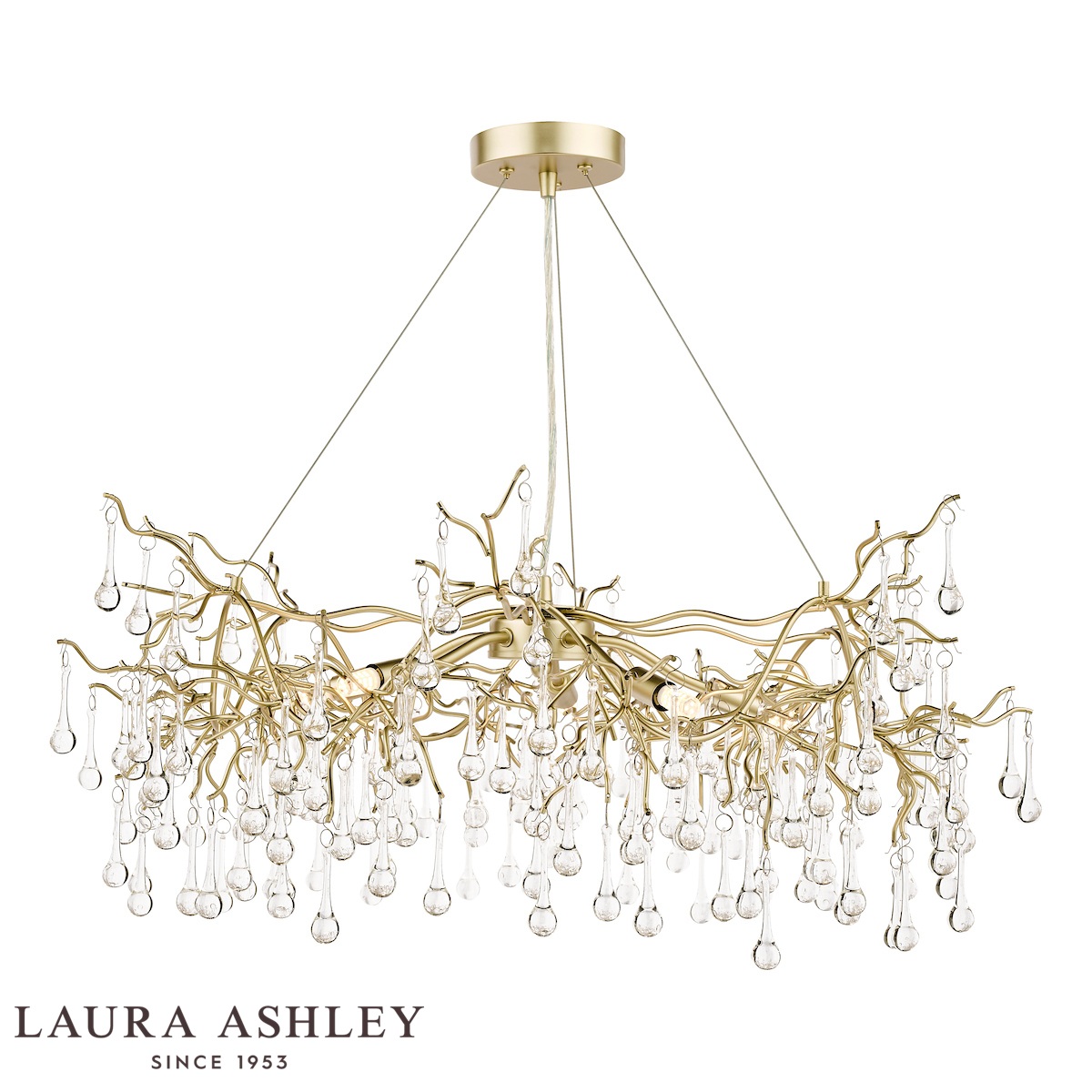 Willow 5 Light Pendant In Satin Champagne With Crystal Drops