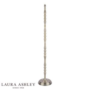 Laura Ashley Corey floor lamp base only in antique brass, as supplied, without shade on white background.