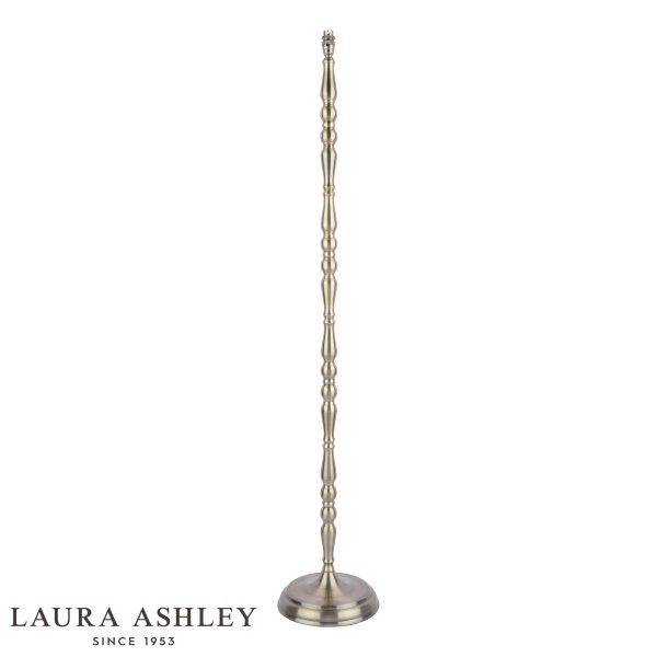 Laura Ashley Corey floor lamp base only in antique brass, as supplied, without shade on white background.