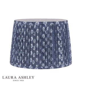12-inch Laura Ashley Calcot country style drum shade in blue on white background.