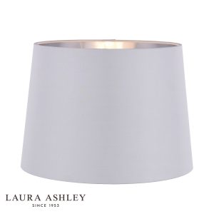 Laura Ashley Emyr 12 inch silver silk shade, on white background.