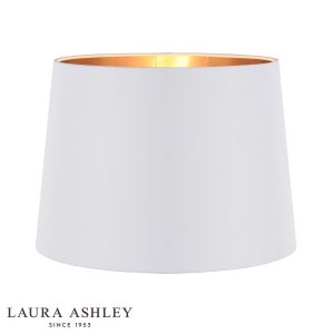 Laura Ashley Emyr 12 inch cream silk shade with metallic gold lining, on white background.