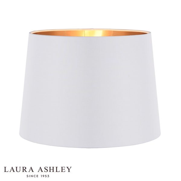 Laura Ashley Emyr 12 inch cream silk shade with metallic gold lining, on white background.