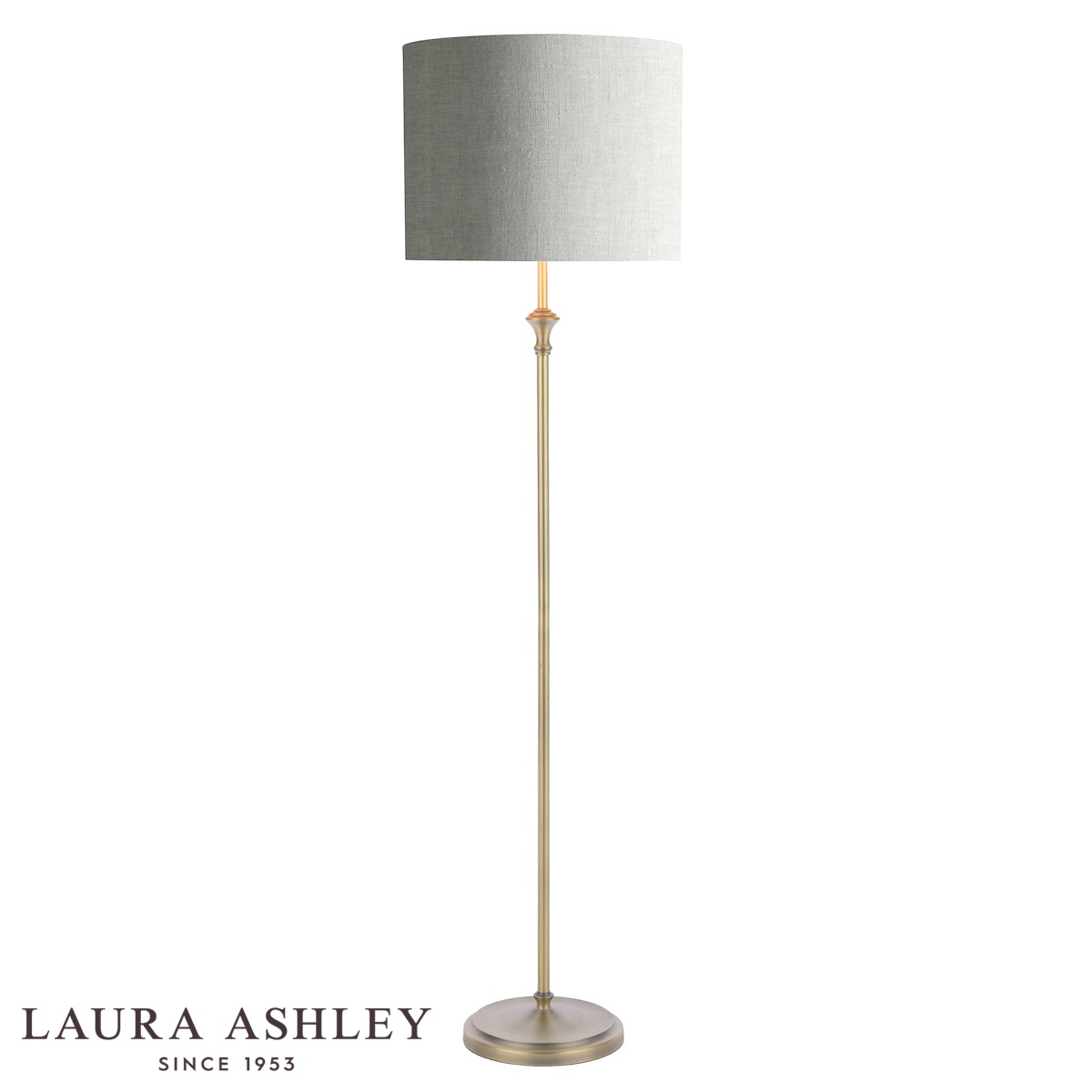 Laura Ashley Highgrove Floor Lamp Matt Antique Brass & Shade