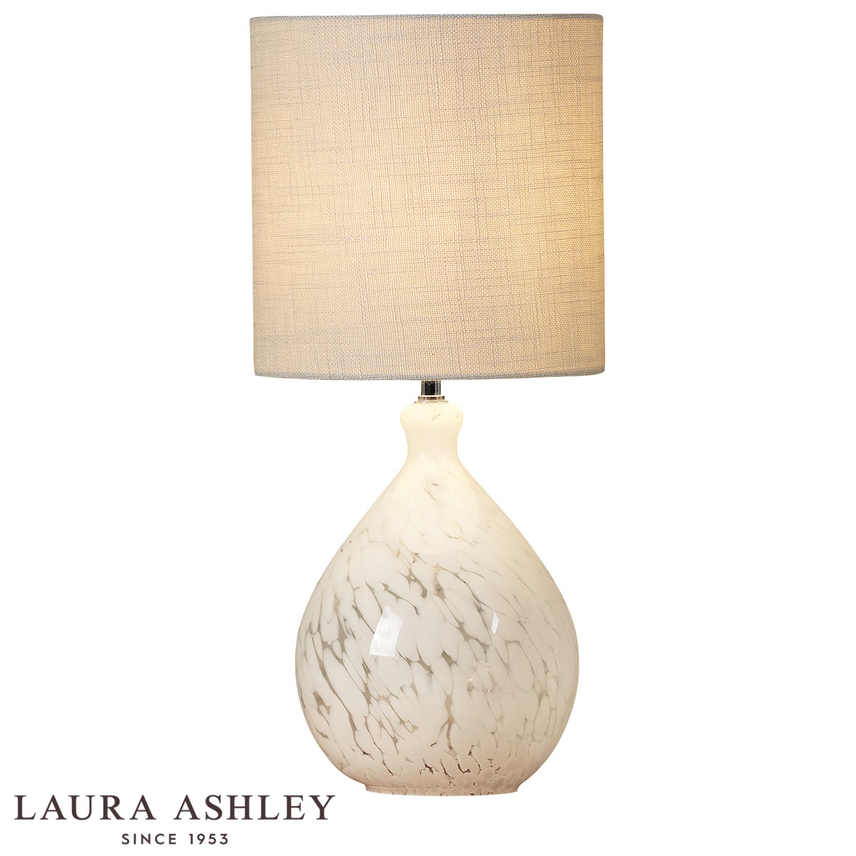 Laura Ashley Confetti Table Lamp In White Art Glass With Shade