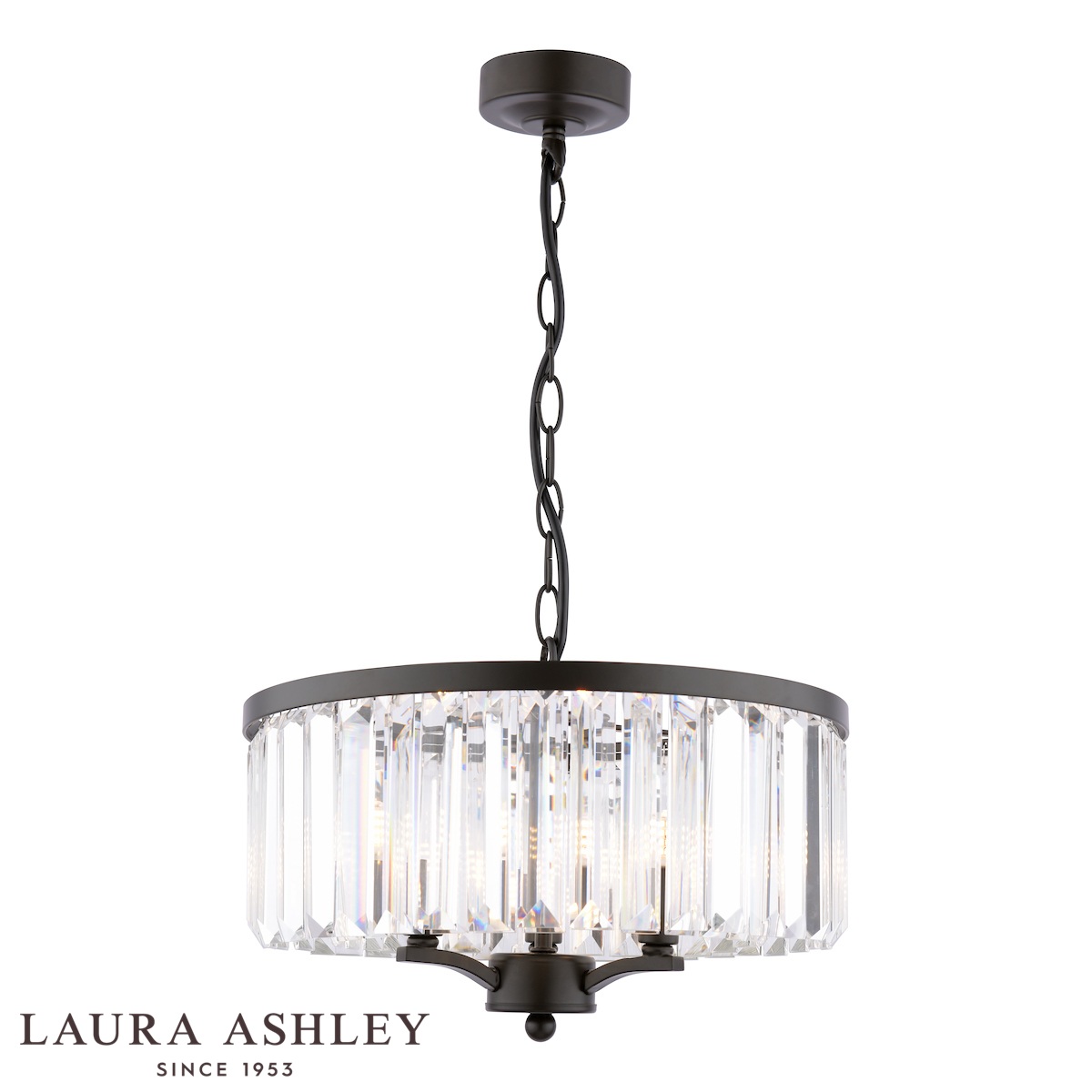 Laura Ashley Elkwood 3 Light Crystal Pendant In Black