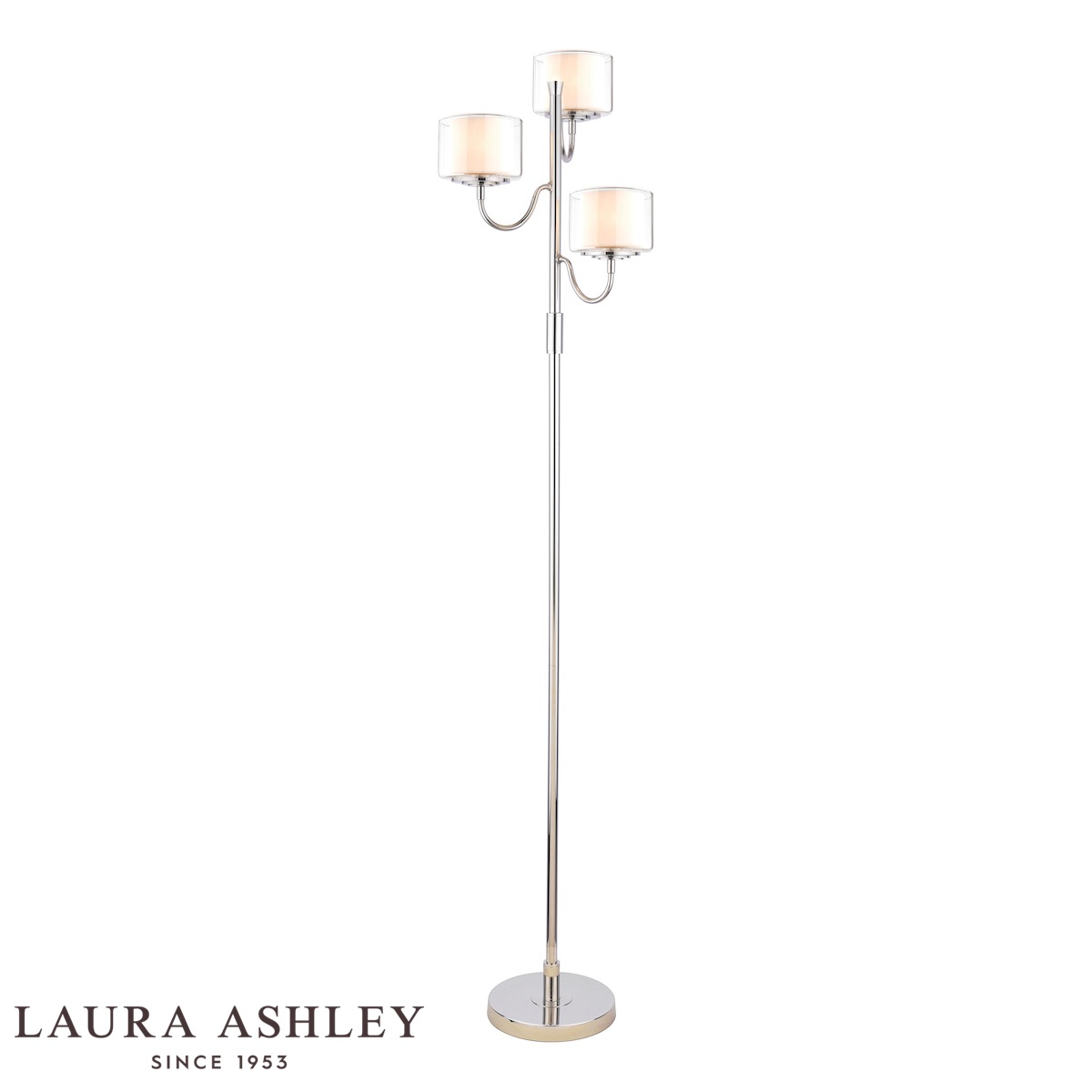 Southwell 3 Light Floor Lamp Polished Nickel & Glass Shades
