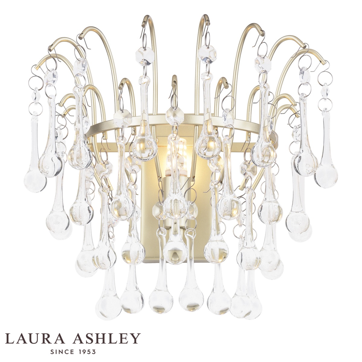 Willow Single Wall Light Satin Champagne With Crystal Drops