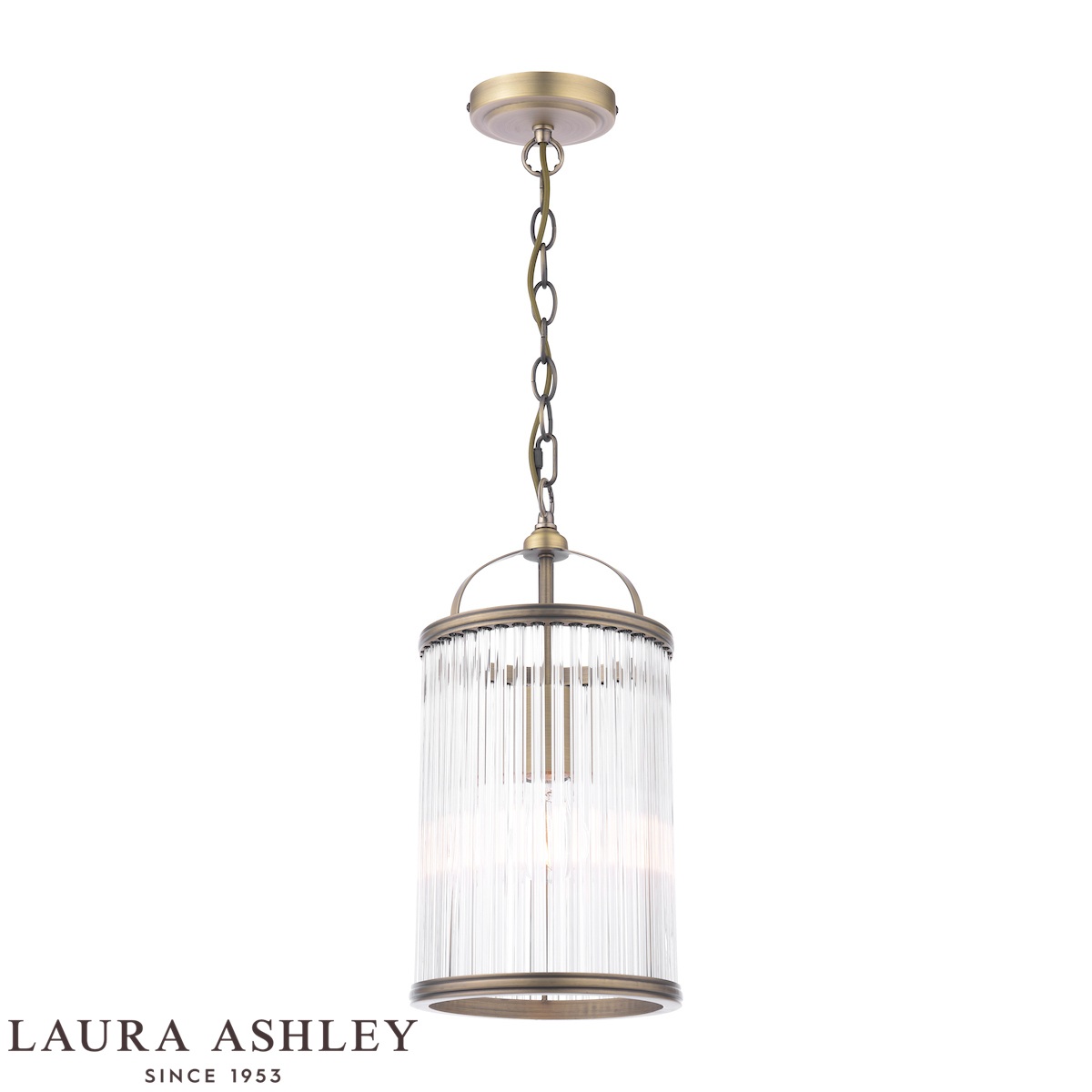 Sutton Single Light Pendant Matt Antique Brass With Glass Rods