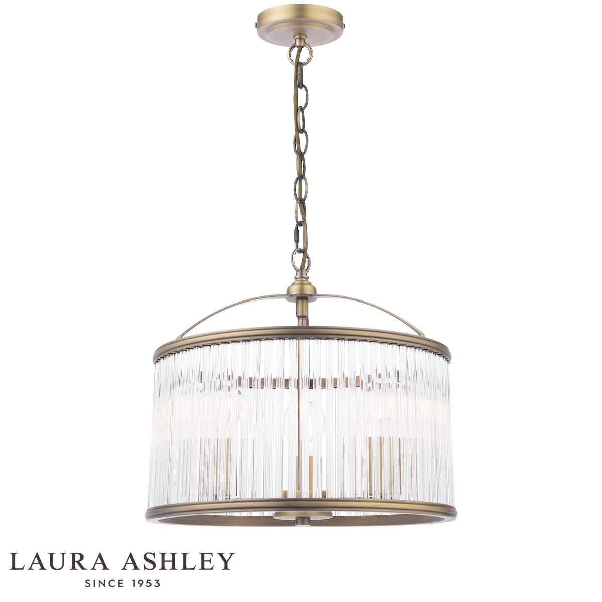 Sutton 3 Light Pendant Matt Antique Brass With Glass Rods