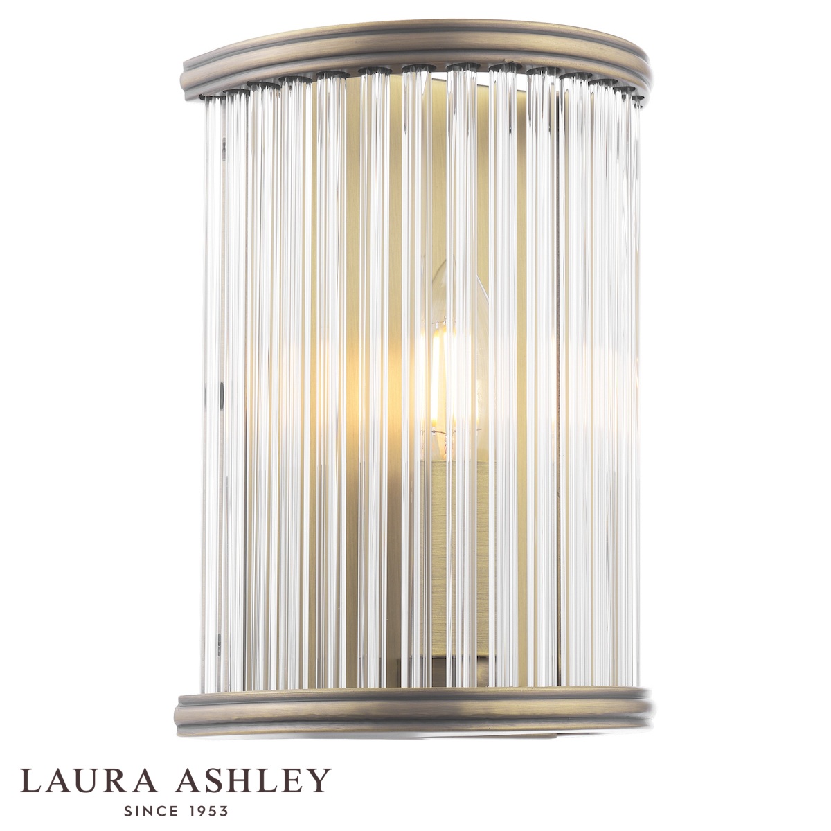 Sutton Single Wall Light Matt Antique Brass With Glass Rods