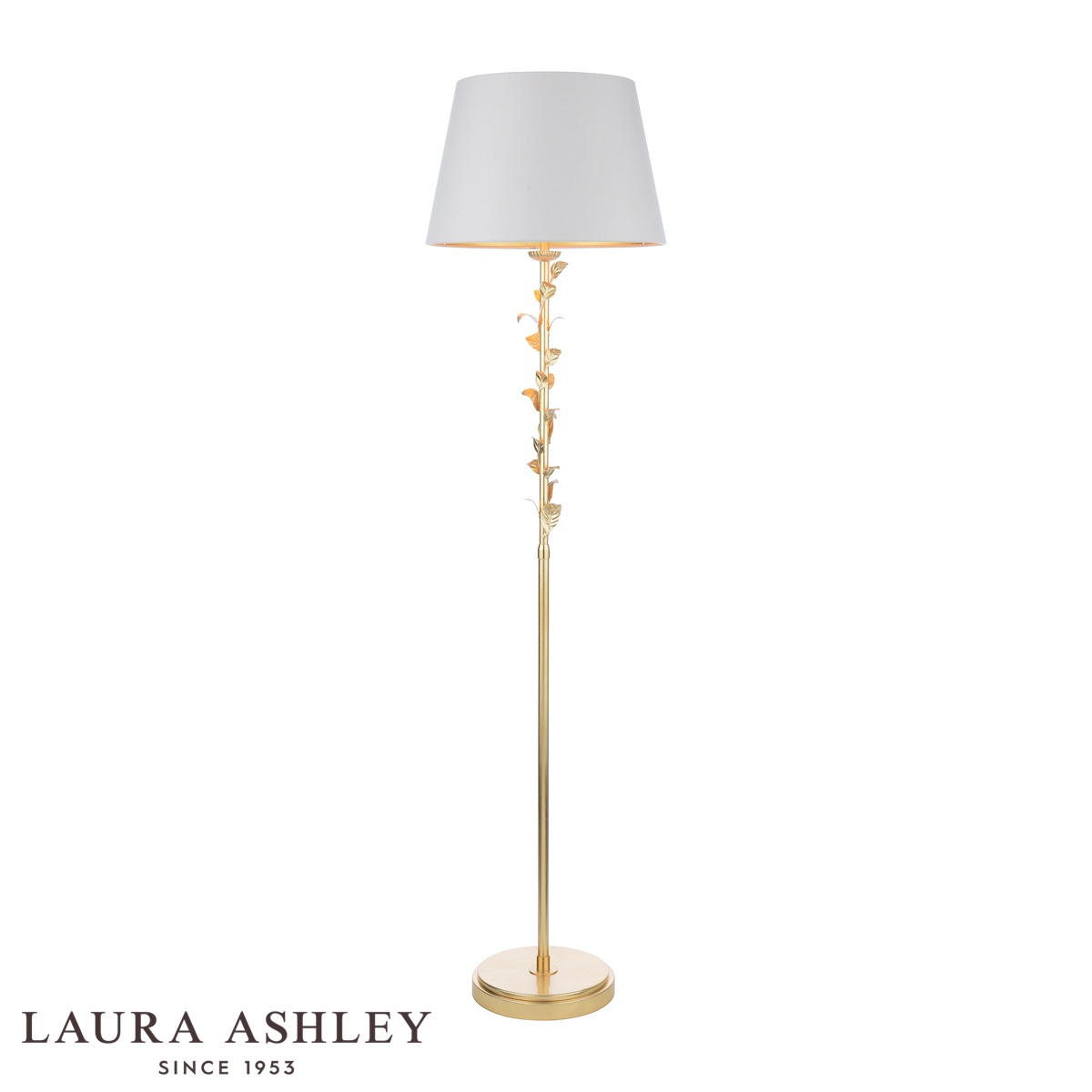 Laura Ashley Halton Floor Lamp Distressed Gold Leaf With Shade