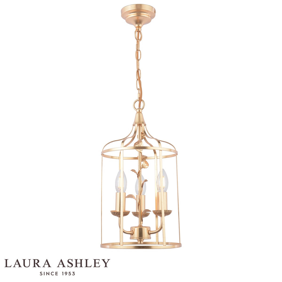 Laura Ashley Halton 3 Light Pendant Distressed Gold Leaf