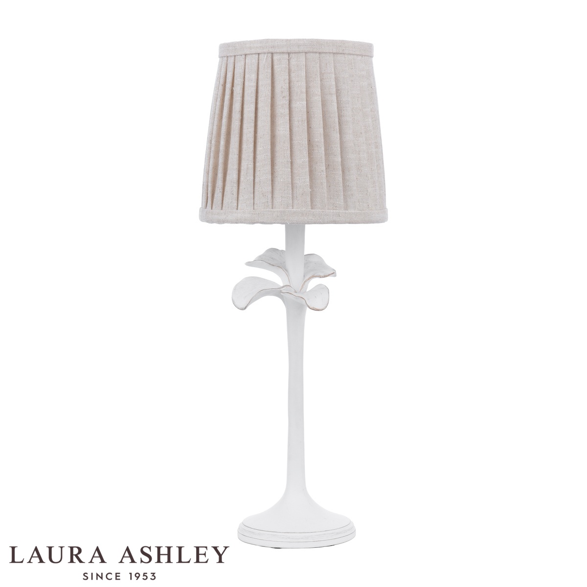 Laura Ashley Eleni Floral Table Lamp Matt White With Shade