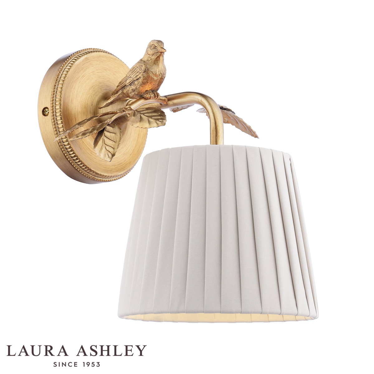 Laura Ashley Egelton Wall Light Aged Brass With Taupe Shade