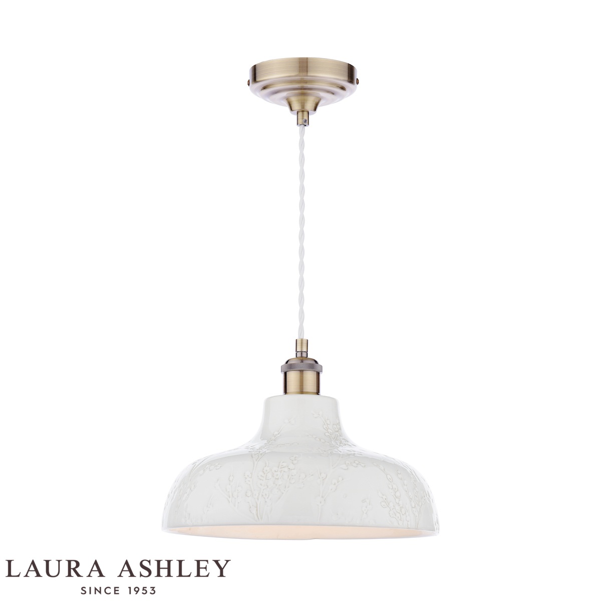 Laura Ashley Pussywillow Cream Ceramic Ceiling Pendant