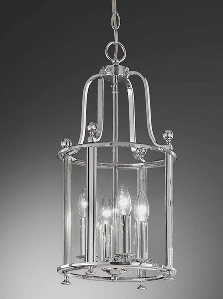 Georgian Style Quality 4 Light Hanging Chain Lantern Polished Chrome