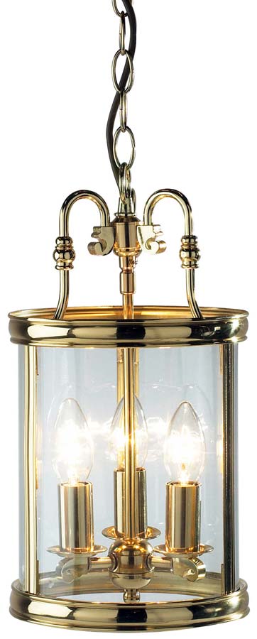 Dar Lambeth 3 Light Dual Mount Hanging Lantern Polished Brass