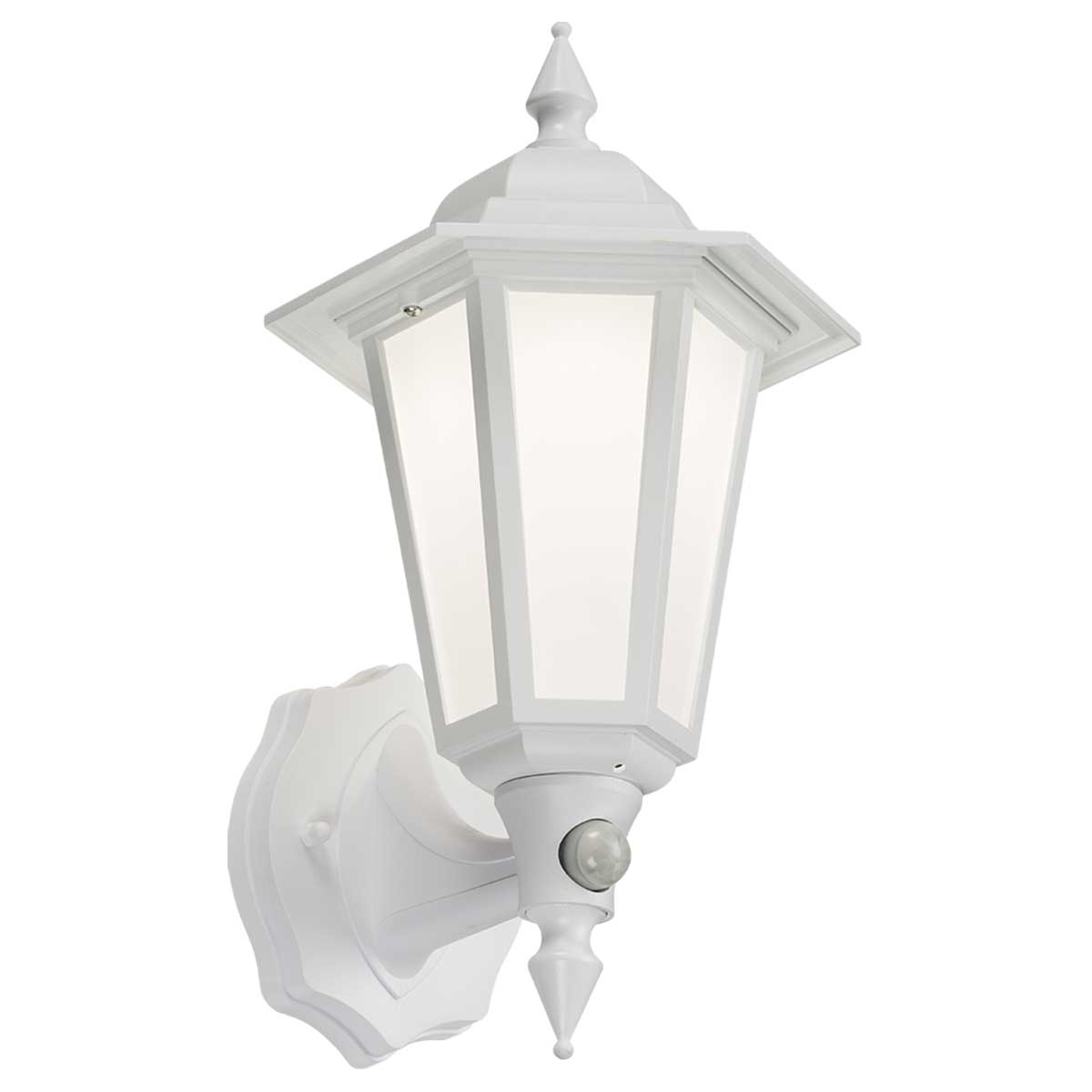 Traditional LED Outdoor PIR Wall Lantern Manual Override White IP54