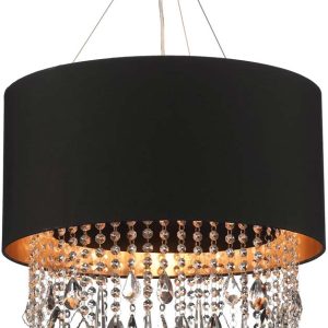Dar Lizard Gold Lined Drum Crystal Pendant Light Colour Choice