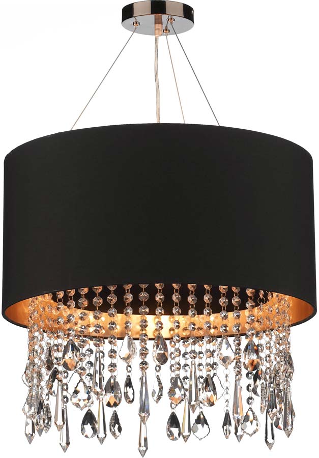 Dar Lizard Gold Lined Drum Crystal Pendant Light Colour Choice