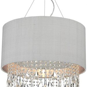Dar Lizard Silver Lined Drum Crystal Pendant Light Colour Choice