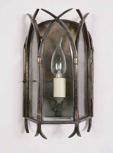 Small Solid Brass Swallow Tail Gothic Wall Lantern Handmade In Britain