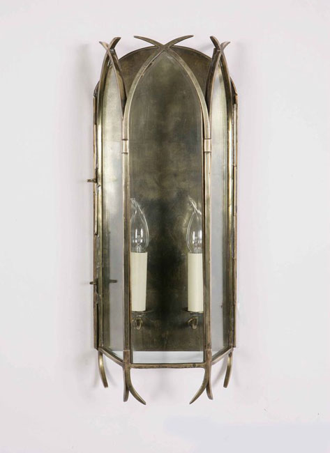 Large Solid Brass Swallow Tail Gothic Wall Lantern Handmade In Britain
