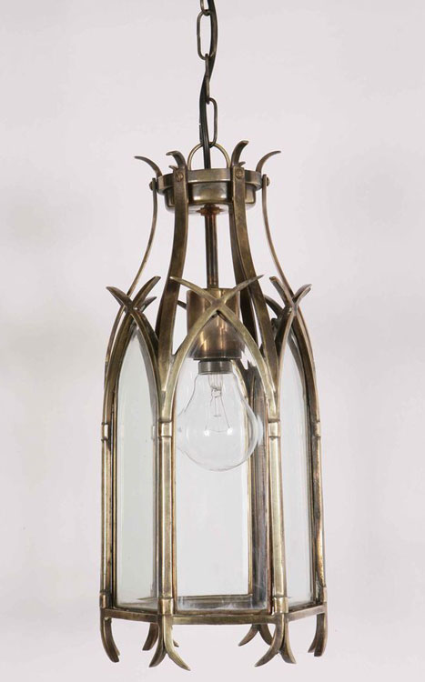 Small Solid Brass Swallow Tail Gothic Hanging Lantern Made In Britain