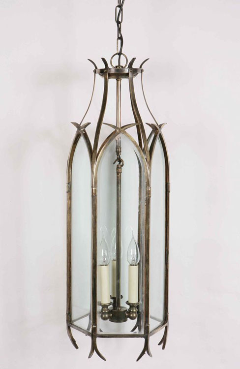Large Solid Brass Swallow Tail Gothic Hanging Lantern Made In Britain