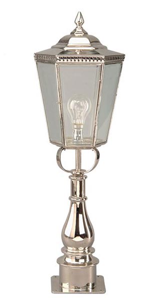 Chelsea Nickel Plated Georgian Period Outdoor Pillar Lantern