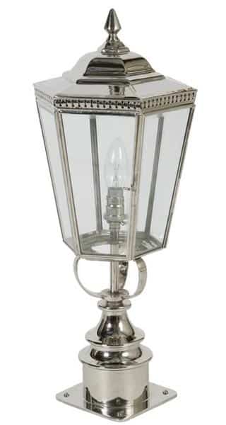 Chelsea Georgian Period Outdoor Short Post Lantern polished Nickel