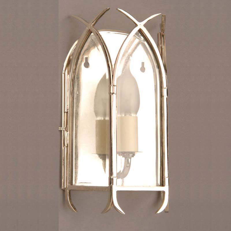 Small Polished Nickel Plated Solid Brass Swallow Tail Gothic Wall Lantern